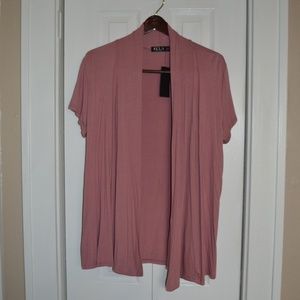 Dusty Rose Short Sleeve Open Front Cardigan
